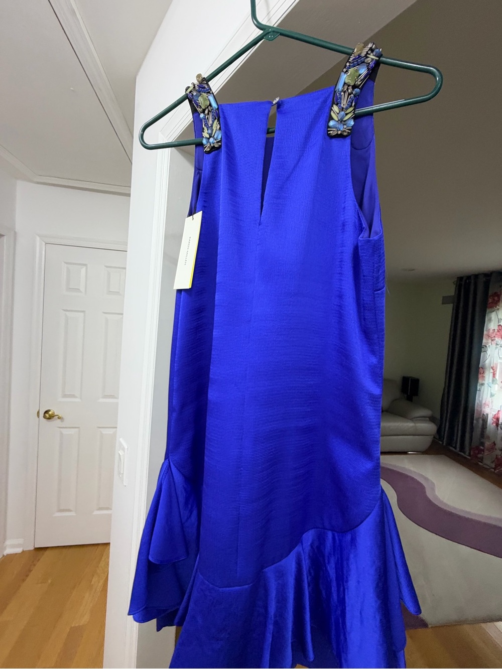 Karen Millen Cobalt Blue Embellished-Strap Mini Dress